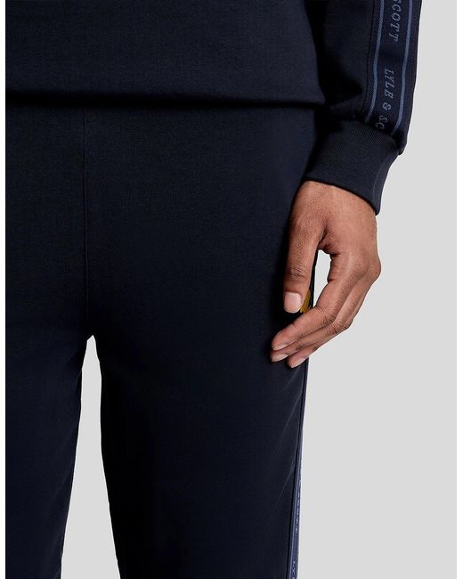 Lyle & Scott Blue Sports Tape Joggers for men