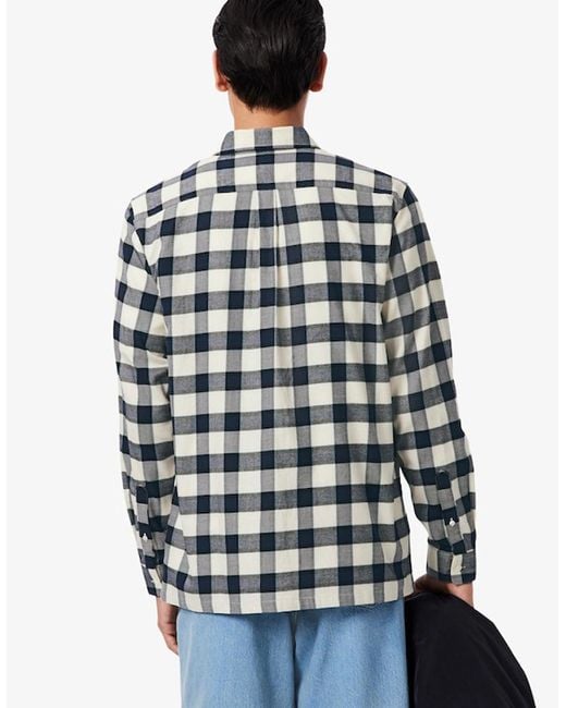 Lacoste Blue Regular Fit Plaid Flannel Shirt for men