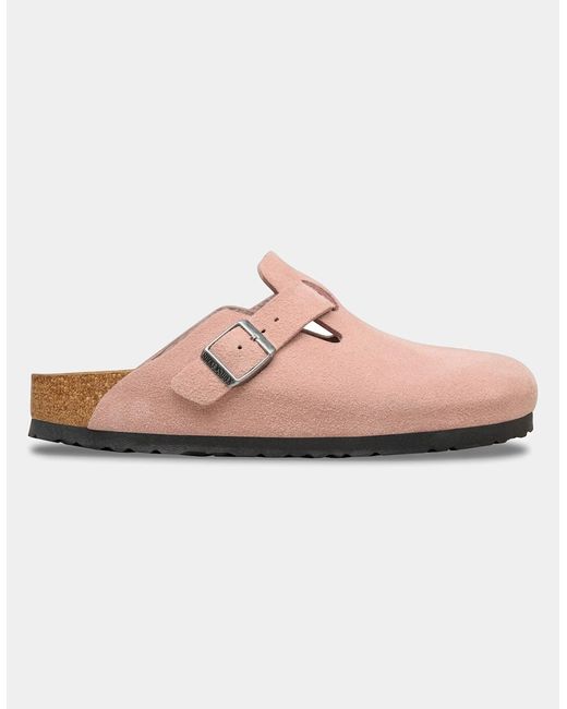 Birkenstock Boston Pink Suede Leather Clogs