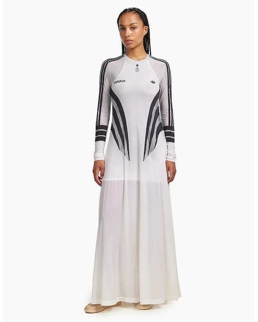 Adidas White Originals Atlanta Sublimation Print Maxi Dress