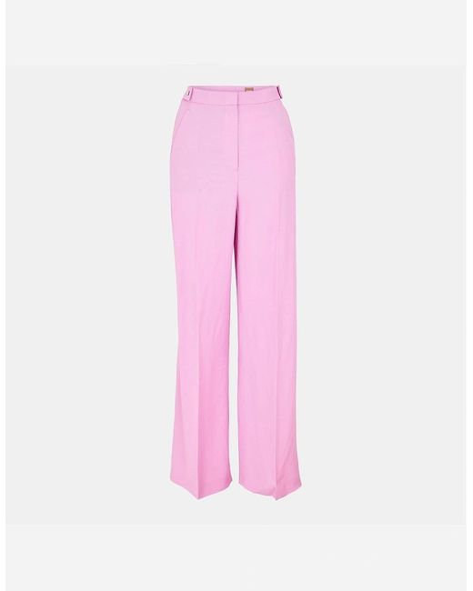 Boss Pink Tacilana Solid Patterned Wide Leg Trousers