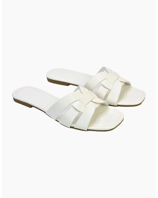 XY London White Ladies Luci Square Toe Strappy Sandals