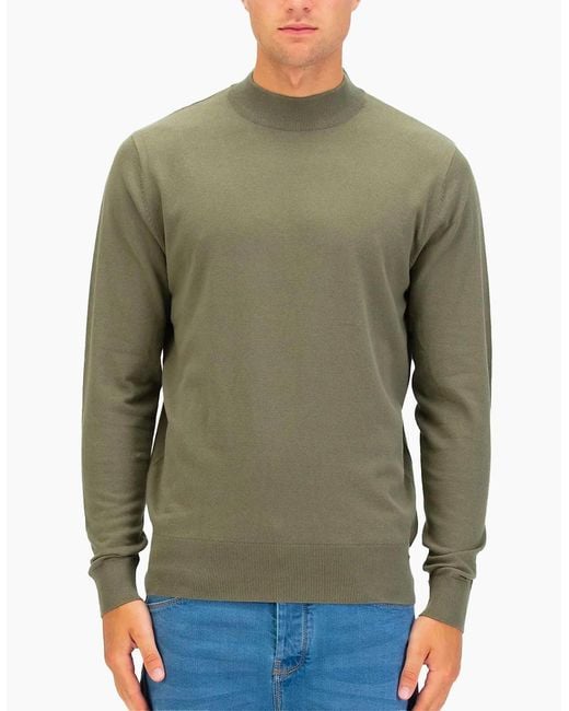 Luke 1977 Green Jenson 1000 Rib Neck Knitted Jumper for men