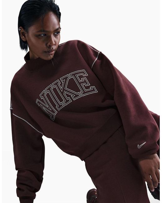 Nike Red Speed Mock Neck High Collar Long Sleeve Sweatshirt