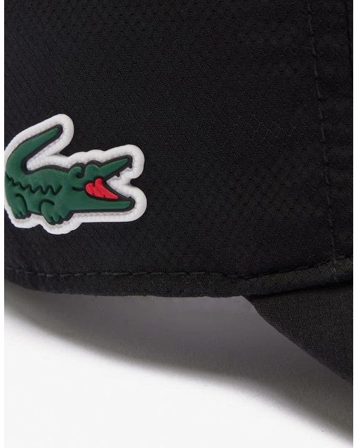 Lacoste Black Sport Lightweight Taffeta Baseball Cap for men