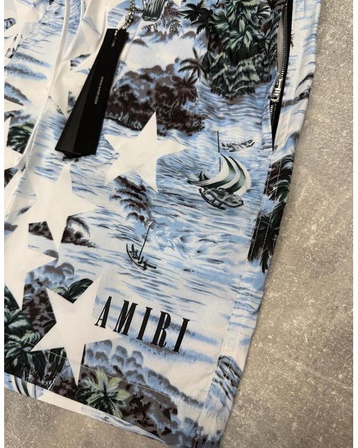 Amiri Blue Tropical Star Swim Shorts