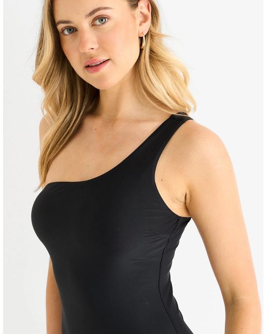 Gini London Black One Shoulder Swimsuit