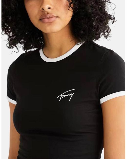 Tommy Hilfiger Black Tj Script Ringer T-Shirt