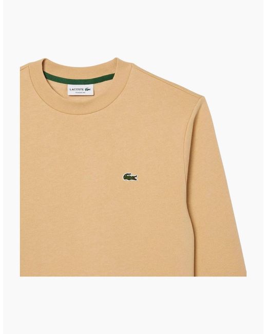 Lacoste Natural Fleece Crew Neck Sweatshirt Knitted Jumper Long Sleeve Sweat Tops for men