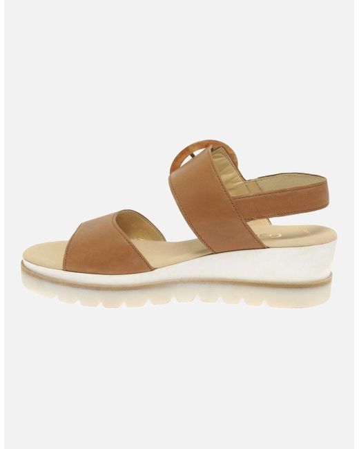 Gabor White Yeo Wedge Mid Heel Sandals