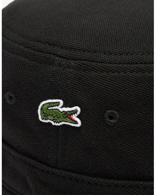 Lacoste Black Pique Bucket Hat for men