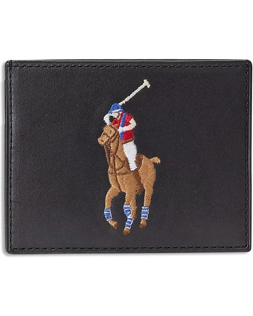 Ralph Lauren Black Polo Pony Leather Card Case for men
