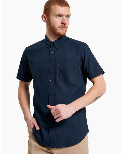 Ben Sherman Blue Signature Oxford Short Sleeve Shirt for men
