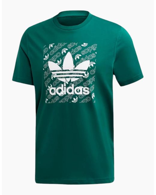 Adidas Green Monogram T Shirts Short Sleeve Summer Crew Neck Casual Cotton Tee for men