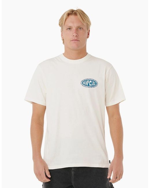 Rip Curl White Rip Curl Raw Energy De Oval Graphic Short Sleeve T-Shirt for men