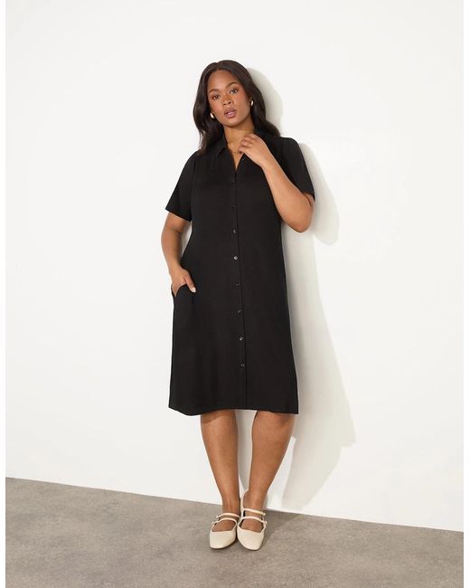 Live Unlimited London Black Jersey Flutter Sleeve Shirt Dress