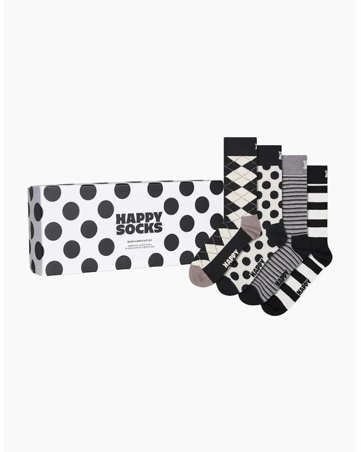 Happy Socks Black 4-Pack And Socks Gift Set