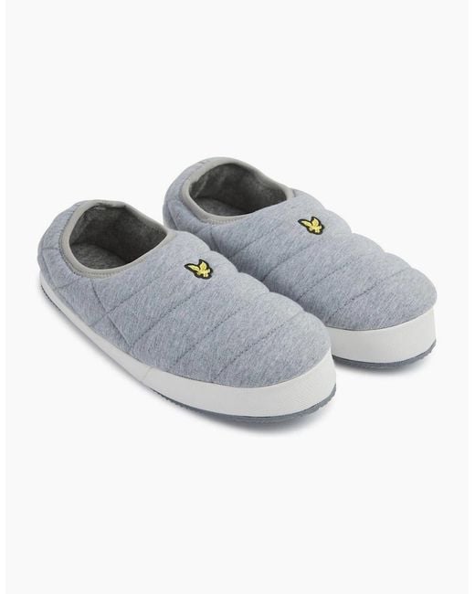 Lyle & Scott Gray Padded Textured Moccasin Slippers for men