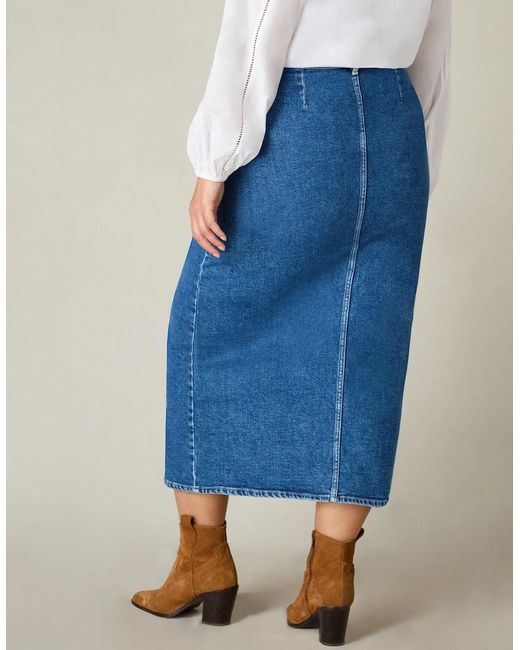 Live Unlimited London Metallic Denim Midi Skirt