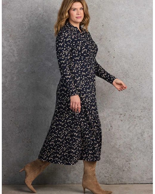 Live Unlimited London Gray Ditsy Print Shirt Dress