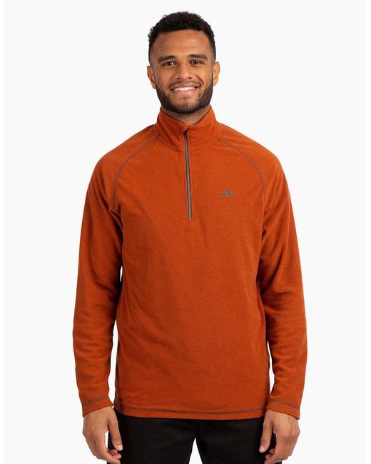 Trespass Orange Keynote Anti Pilling 1/4 Zip Fleece Top for men