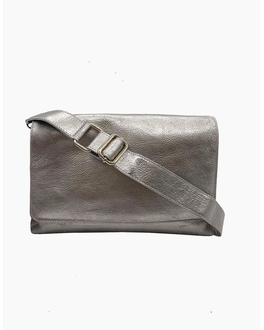 Nooki Design Gray Chester Metallic Leather Cross Body Bag