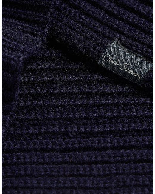 Oliver Sweeney Blue Wool Blend Ribbed Scarf for men