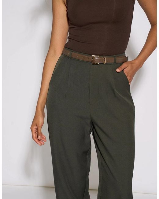 Gini London Black Dark Tapered Belted Trouser