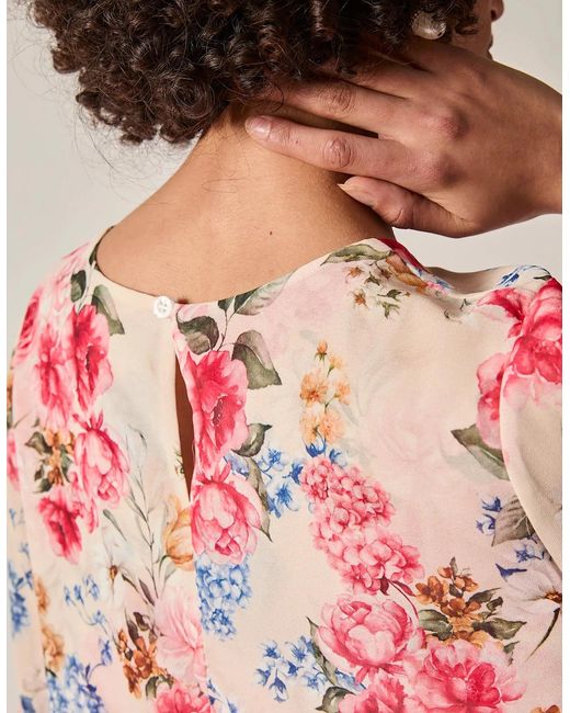 James Lakeland Red Flower Print Wave Hem Dress