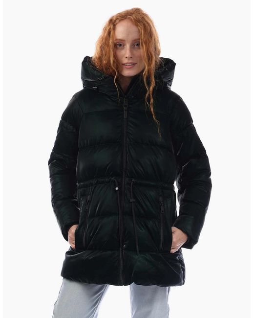 DKNY Blue Zip Front Drawcord Puffer Jacket