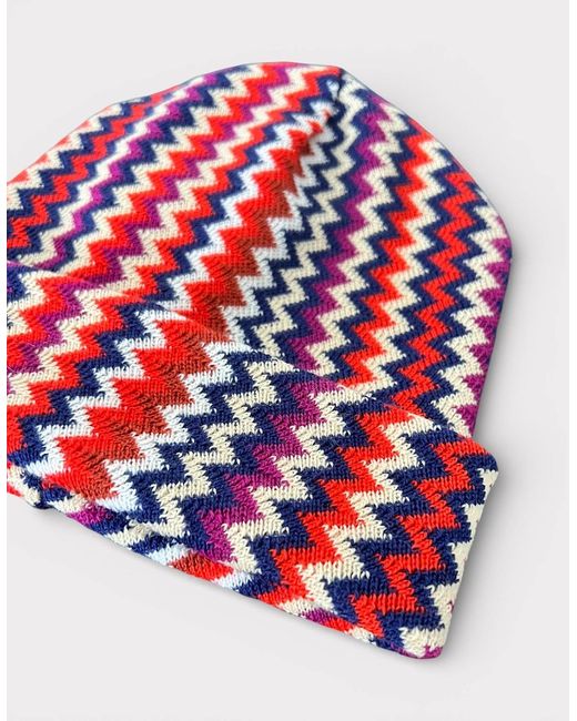 Missoni Red Zigzag Beanie Multi