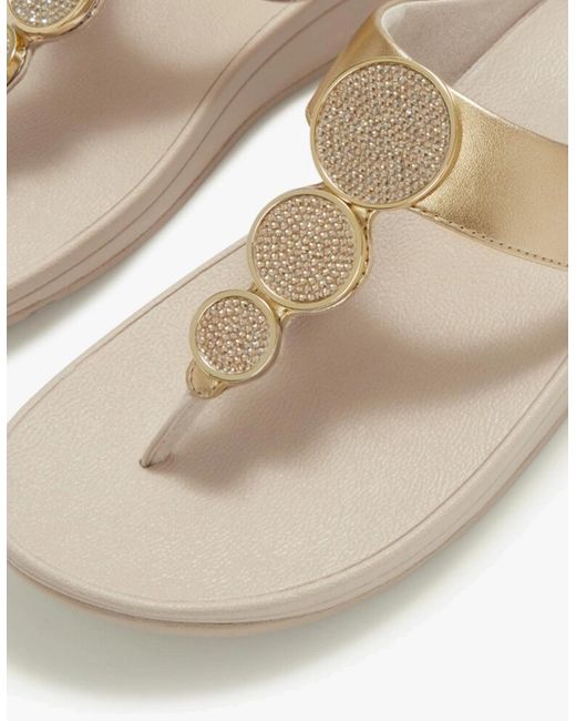 Fitflop White Halo Bead Toe-Post Sandals Platino
