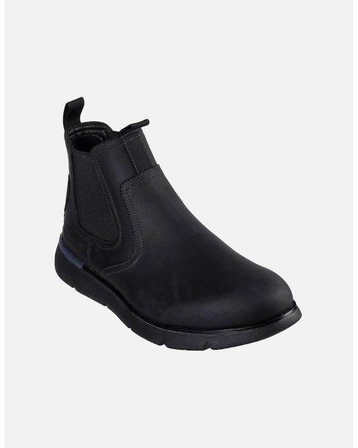 Skechers Black Augustino Paulo Leather Chelsea Boots for men