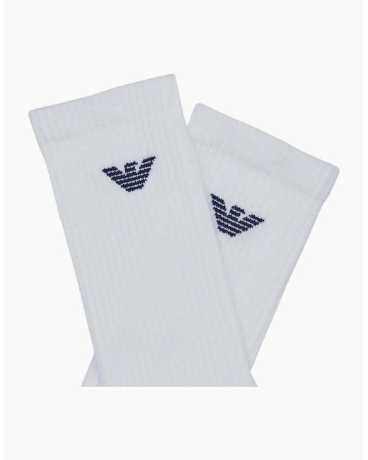 Emporio Armani White Cotton 3-Pack Eagle Logo Socks for men