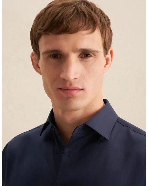 Seidensticker Blue Shaped Fit Easy Iron New Kent Business Shirt Dark for men