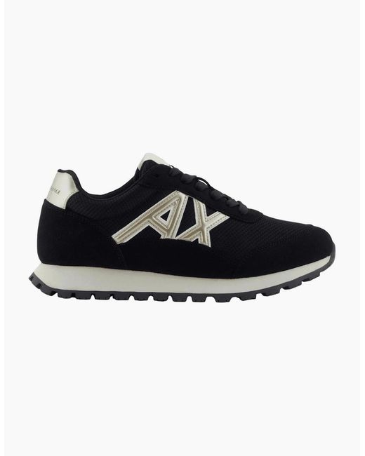 ARMANI EXCHANGE Black Mesh/ Runner Trainer for men
