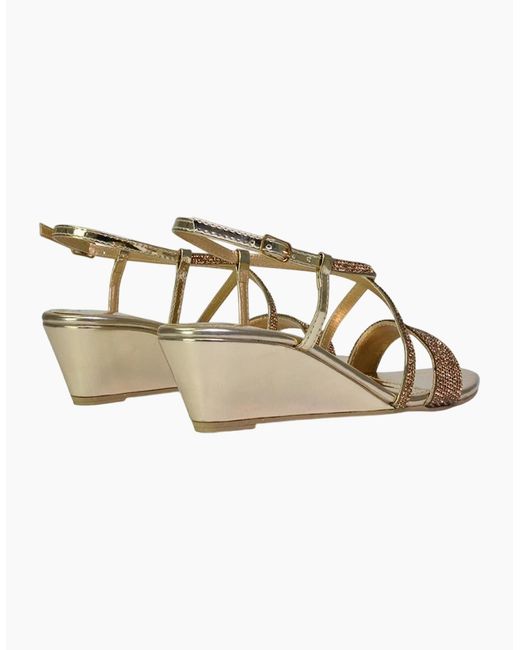 XY London Metallic Ladies Ocean Diamante Wedge Sandals