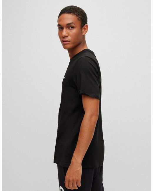 Boss Black Hugo Dero222 Cotton-Jersey T-Shirt With Logo Print for men