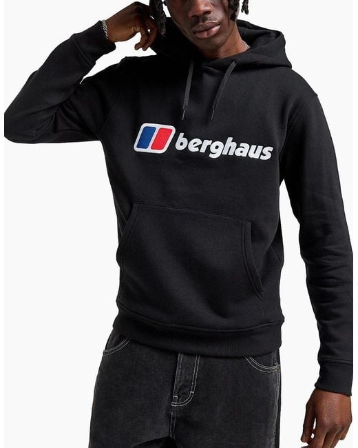 Berghaus Black Hoodie Pullover Over The Head Colourway Logo Hoody Am for men