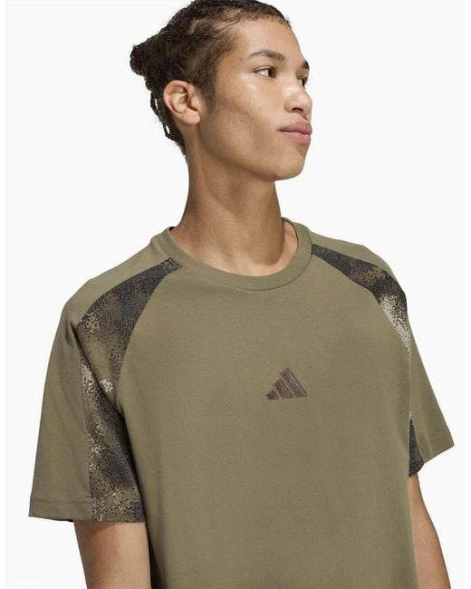 Adidas Green Camo Print T-Shirt for men