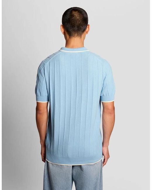 Lyle & Scott Blue Lyle & Scott Tipped Pique Knitted Polo Shirt for men