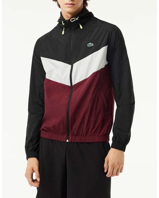 Lacoste Red Water Resistant Packaway Zipped Sport Jacket for men