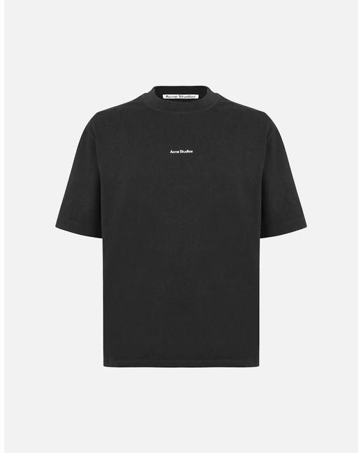 Acne Black Small Logo Stamp T-Shirt for men