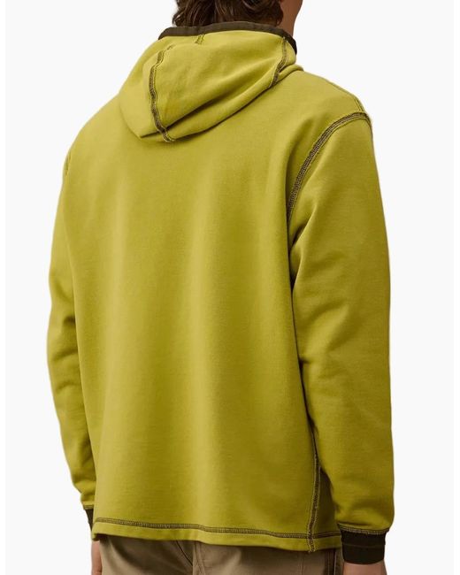 C P Company Green Diagonal Fleece Zip Hoodie for men