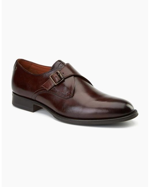Base London Brown Faraday Single Monk Shoes for men