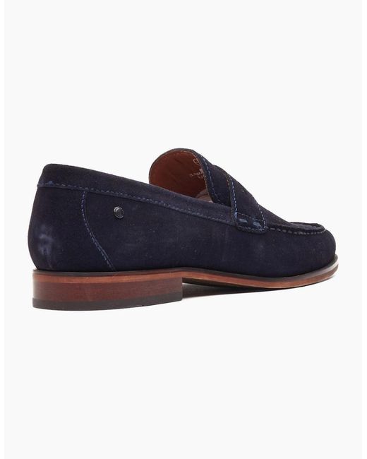 Base London Blue Slate Penny Loafers for men