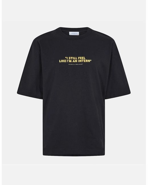 Off-White c/o Virgil Abloh Black Regular Fit Lettering Crew Neck T-Shirt for men
