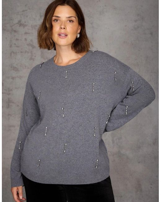 Live Unlimited London Gray Embellished Jumper