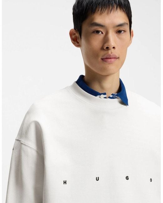 Boss White Hugo Darislong Sweatshirt 102 Natural for men