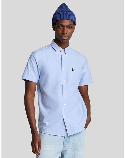 Lyle & Scott Blue Short Sleeve Oxford Shirt for men